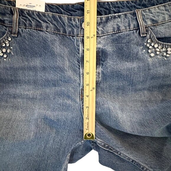 H&M Jeans Women's Size 22 Boyfriend Low Waist med wash bejeweled pockets - Picture 11 of 13